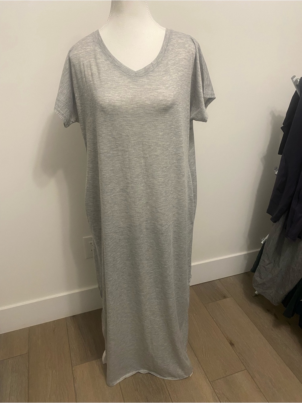 Light Gray V-Neck Maxi Dress - Casual Comfort